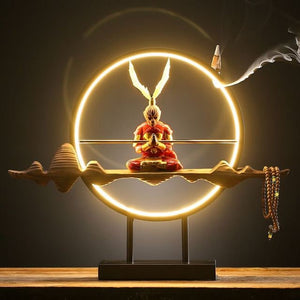 Backflow holder for incense sticks - Chinese Zen Monkey King acacuss