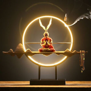 Backflow holder for incense sticks - Chinese Zen Monkey King acacuss