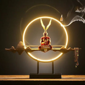 Backflow holder for incense sticks - Chinese Zen Monkey King acacuss