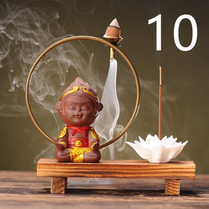 Backflow incense holder burner Chinese Style Led Light Ring Living Room Porch Zen Home acacuss