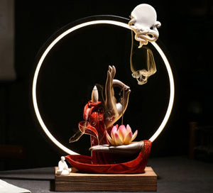 Backflow incense holder burner Chinese Style Led Light Ring Living Room Porch Zen Home acacuss