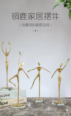 Ballet Girl Statue Advanced Metal Abstract Character Statue Dance Sculpture Home Decoration Birthday Party Souvenir Gifts acacuss
