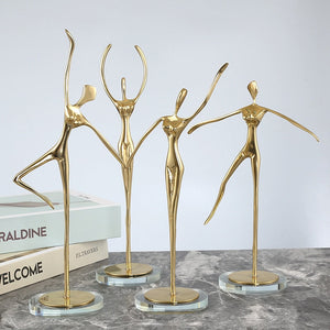Ballet Girl Statue Advanced Metal Abstract Character Statue Dance Sculpture Home Decoration Birthday Party Souvenir Gifts acacuss