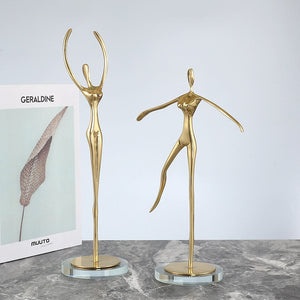 Ballet Girl Statue Advanced Metal Abstract Character Statue Dance Sculpture Home Decoration Birthday Party Souvenir Gifts acacuss