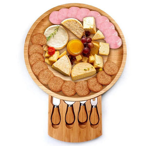 Bamboo Cheese Board Set With Cheese Knife Portable Outdoor Dinner Plates Hotel Restaurant Decoration Accessories Bread Tray set acacuss