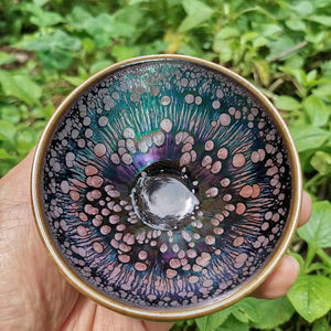 Beautiful Color Tenmoku Tea Cup Chinese Traditional Crafts Pottery Cultural Heritage Ceramic Tea Bowl Gift Pouch/JIANZHAN acacuss