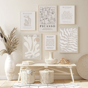 Beige Matisse Poster Nude Picasso Girl Abstract Line Art Print Coral Leaf Canvas Painting Boho Wall Picture Living Room Decor acacuss