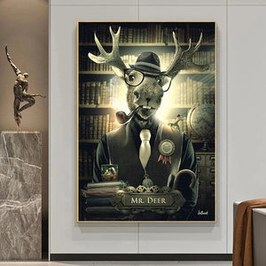 Binet Artist Works Abstract Art Cat Reindeer Monkey Animal Abstract Art Canvas Painting Retro Wall Art Picture Livingroom Decor acacuss