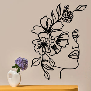 Black Metal Wall Art Minimalist Facial Line Wall Hanging Decor Abstract Iron Wall Sculpture Home Decoration Crafts Dropshipping acacuss