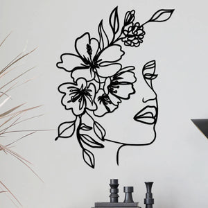 Black Metal Wall Art Minimalist Facial Line Wall Hanging Decor Abstract Iron Wall Sculpture Home Decoration Crafts Dropshipping acacuss