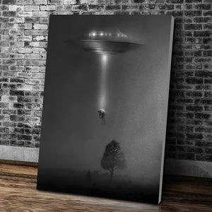 Black Night UFO Dim Style Poster Canvas Art Prints Alien Flying Saucer Arrest People Weird Wall Painting Decoration For Room acacuss
