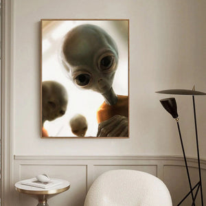 Black Night UFO Dim Style Poster Canvas Art Prints Alien Flying Saucer Arrest People Weird Wall Painting Decoration For Room acacuss