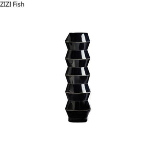 Black and White Resin Crafts Vase Desk Decoration Flowers Pots Decorative Flower Arrangement Floral Vases Modern Home Decor acacuss