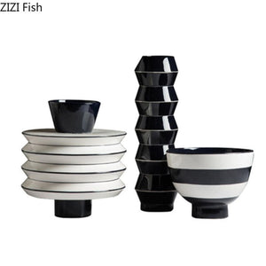 Black and White Resin Crafts Vase Desk Decoration Flowers Pots Decorative Flower Arrangement Floral Vases Modern Home Decor acacuss
