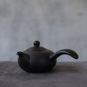 Black crockery ceramic kyusu teapots handmade chinese tea pot 165ml acacuss