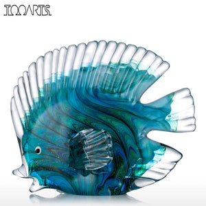 Blue Tropical Fish Glass Sculpture Glass Fish Sculpture Modern Art Favor Gift Artwork Home Decoration acacuss