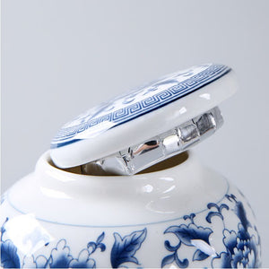 Blue and White Porcelain Tea Caddy Ceramic Storage Tank Moisture Proof Sealed Tank Small Tea Container Tea Box Candy Jar Tea Can acacuss