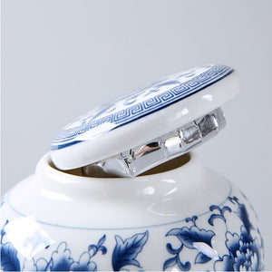 Blue and White Porcelain Tea Caddy Ceramic Storage Tank Moisture Proof Sealed Tank Small Tea Container Tea Box Candy Jar Tea Can acacuss