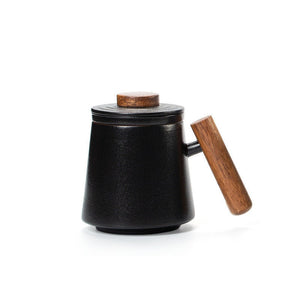 Bluestone Glazed Wooden Handle Mug Large TEA-Ceramic Tea Mugs with Filters Coffee Mugs Drinkware 320ml acacuss