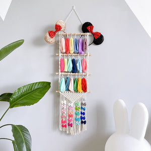 Bohemian Diy Hand-woven Hair Accessories Hairpin Storage Rack Cotton Rope Tapestry Tassel Home Wall Decoration. acacuss