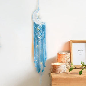 Bohemian Moon Dream Catcher With Light or Without Light,Tassel Macrame Dreamcatcher Gifts for Girl,Wall Hanging Home Decor acacuss