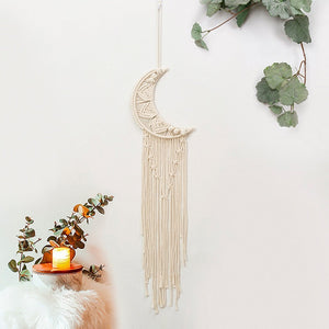 Bohemian Moon Dream Catcher With Light or Without Light,Tassel Macrame Dreamcatcher Gifts for Girl,Wall Hanging Home Decor acacuss