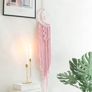 Bohemian Moon Dream Catcher With Light or Without Light,Tassel Macrame Dreamcatcher Gifts for Girl,Wall Hanging Home Decor acacuss