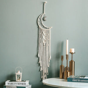 Bohemian Moon Dream Catcher With Light or Without Light,Tassel Macrame Dreamcatcher Gifts for Girl,Wall Hanging Home Decor acacuss