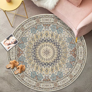 Bohemian Style Round Carpet Decoration Home Large Size Bedroom Rugs Fluffy Soft Carpet for Living Rooms Short Plush Floor Mats acacuss