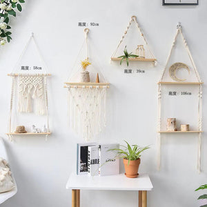 Bohemian Wall Decoration Shelf Hand-woven Tapestry Storage Rack Home Living Room Decoration acacuss