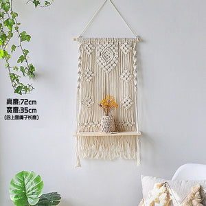 Bohemian Wall Decoration Shelf Hand-woven Tapestry Storage Rack Home Living Room Decoration acacuss