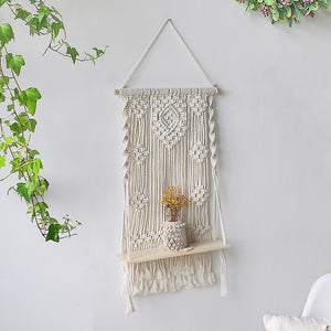 Bohemian Wall Decoration Shelf Hand-woven Tapestry Storage Rack Home Living Room Decoration acacuss