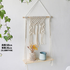 Bohemian Wall Decoration Shelf Hand-woven Tapestry Storage Rack Home Living Room Decoration acacuss
