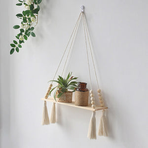 Bohemian Wall Decoration Shelf Hand-woven Tapestry Storage Rack Home Living Room Decoration acacuss