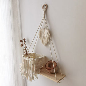 Bohemian Wall Decoration Shelf Hand-woven Tapestry Storage Rack Home Living Room Decoration acacuss