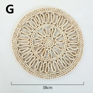 Boho Handmade Woven Straw Wall Decor Moroccan Hanging Ornament Round Nordic Placemat Home Living Room Background Decoration acacuss