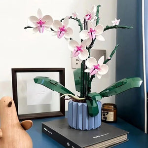 Bouquet Orchid Block Flower Chrysanthemum Flower Potted Building Blocks FIT for Home Decoration Romantic Kit Toy Girl Gift acacuss
