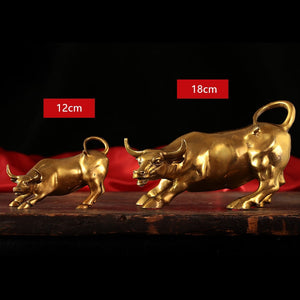 Brass Bull Wall Street Cattle Sculpture Copper Cow Statue Mascot Ornament Office Decoration Exquisite Crafts Business Gift acacuss