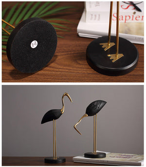Brass With Solid Wood Crane Bird Ornaments acacuss