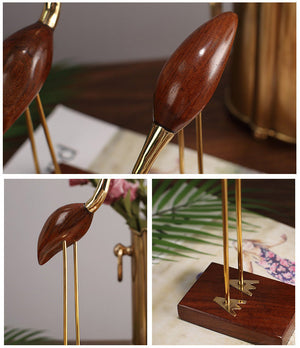Brass With Solid Wood Crane Bird Ornaments acacuss