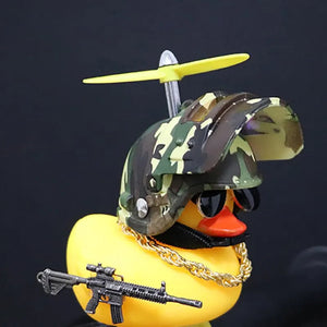 Broken Wind Rubber Duck Motor Accessories Yellow Duck with Helmet Auto Car Accessories Duck In The Car Car Interior Decoration acacuss