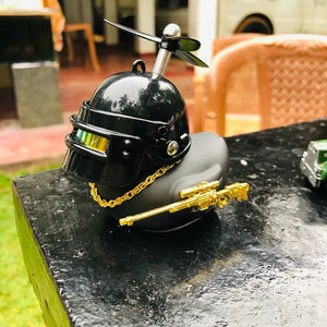 Broken Wind Rubber Duck Motor Accessories Yellow Duck with Helmet Auto Car Accessories Duck In The Car Car Interior Decoration acacuss