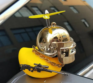 Broken Wind Rubber Duck Motor Accessories Yellow Duck with Helmet Auto Car Accessories Duck In The Car Car Interior Decoration acacuss