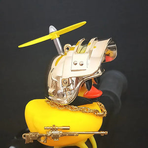 Broken Wind Rubber Duck Motor Accessories Yellow Duck with Helmet Auto Car Accessories Duck In The Car Car Interior Decoration acacuss