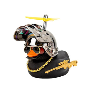 Broken Wind Rubber Duck Motor Accessories Yellow Duck with Helmet Auto Car Accessories Duck In The Car Car Interior Decoration acacuss