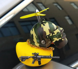Broken Wind Rubber Duck Motor Accessories Yellow Duck with Helmet Auto Car Accessories Duck In The Car Car Interior Decoration acacuss