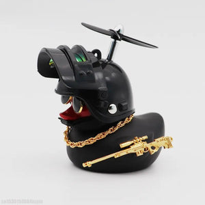 Broken Wind Rubber Duck Motor Accessories Yellow Duck with Helmet Auto Car Accessories Duck In The Car Car Interior Decoration acacuss