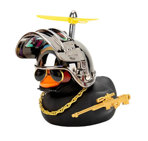 Broken Wind Rubber Duck Motor Accessories Yellow Duck with Helmet Auto Car Accessories Duck In The Car Car Interior Decoration acacuss