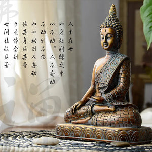 Buddha Statues Thailand Sculpture Home Decor Office Desk Ornaments Vintage Gift Figurine Hindu Siting Fengshui acacuss