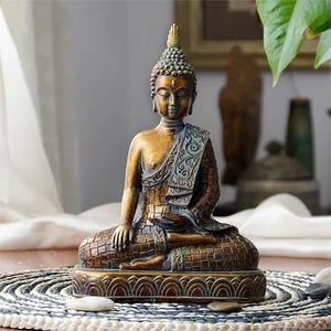 Buddha Statues Thailand Sculpture Home Decor Office Desk Ornaments Vintage Gift Figurine Hindu Siting Fengshui acacuss